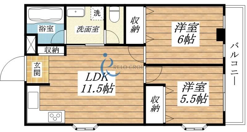 湯里マンション(2LDK/4階)の間取り写真