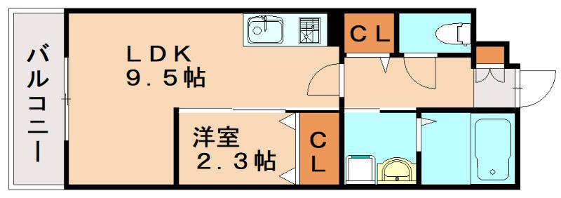 ベルオロール前原西(1LDK/1階)の間取り写真