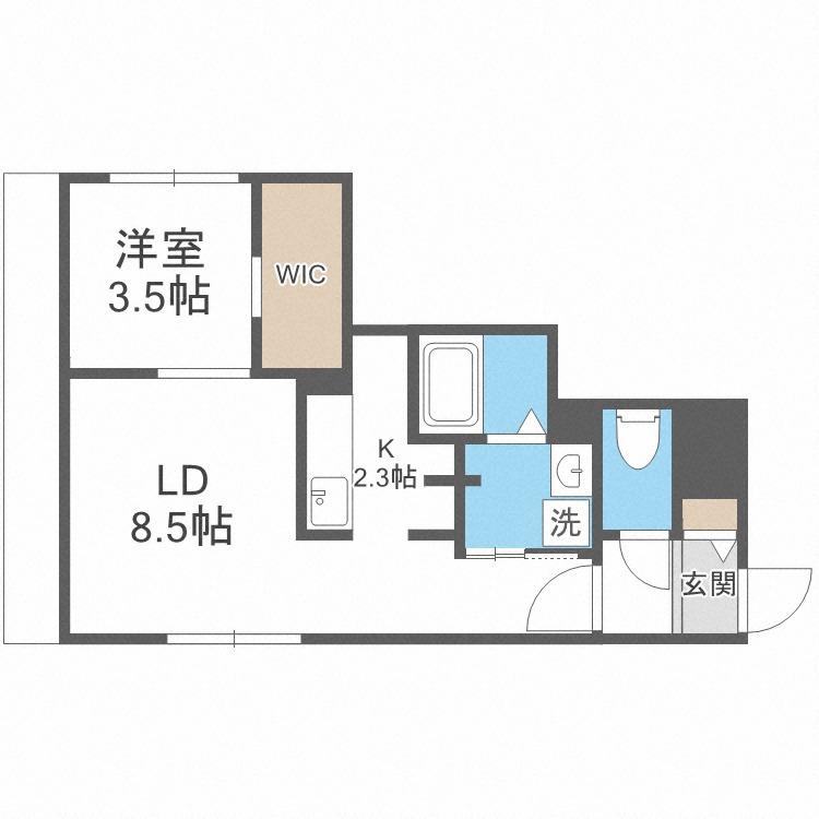 エアフォルク学園前(1LDK/1階)の間取り写真