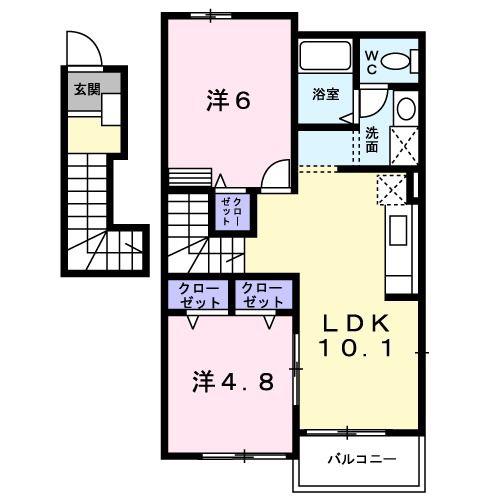 レスポアール(2LDK/2階)の間取り写真