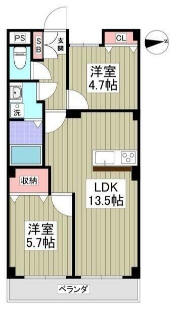 シャイニーハイツ(2LDK/1階)の間取り写真