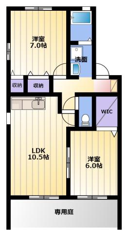アイセイハイツII(2LDK/1階)の間取り写真