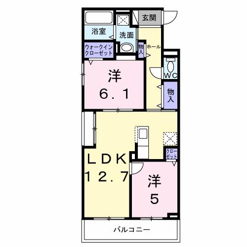 グラン・ステラータ(2LDK/2階)の間取り写真