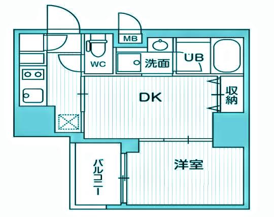 シーフォルム大井町Ⅱ(1DK/13階)の間取り写真