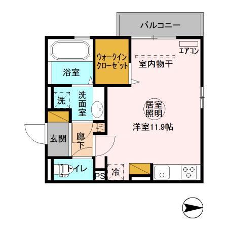 ロピアコート(ワンルーム/3階)の間取り写真