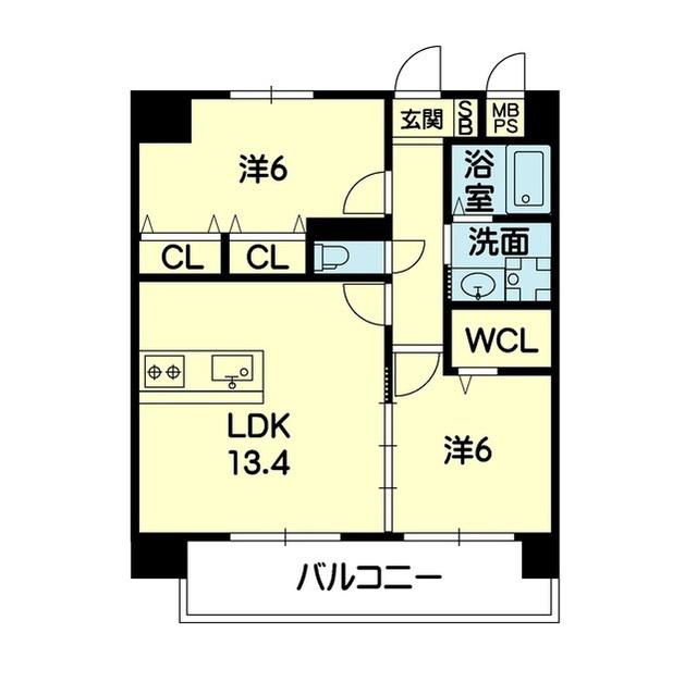 水前寺グランテラス(2LDK/11階)の間取り写真
