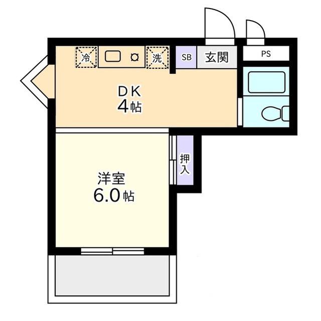 信開ウエラコート足羽(1DK/4階)の間取り写真