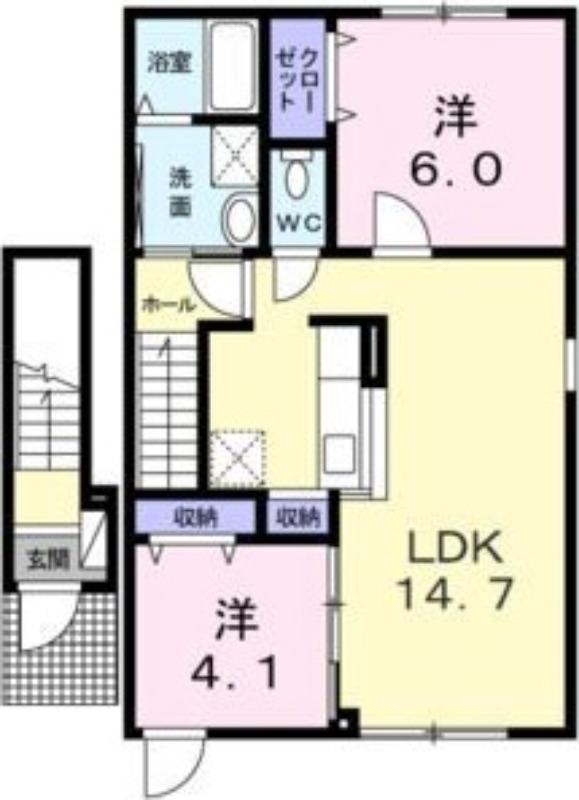 ヴューテラスI(2LDK/2階)の間取り写真
