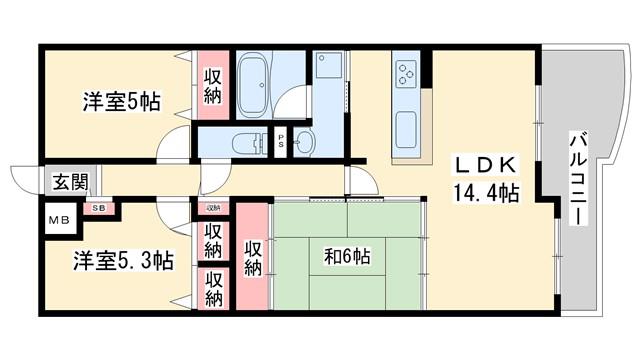 エクセランス大久保II番館(3LDK/2階)の間取り写真