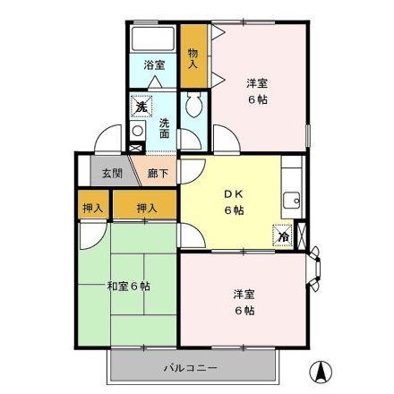 セジュールサンモリABC(3DK/2階)の間取り写真