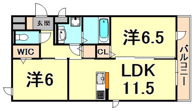 シャンドリエ(2LDK/1階)の間取り写真