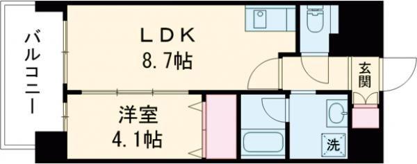 ルーヴェンブルン豊津(1LDK/6階)の間取り写真