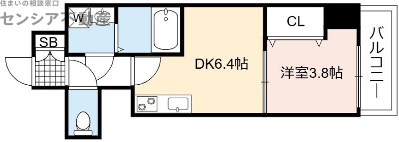 GARDENIA城東ーガルデニア-(1DK/6階)の間取り写真