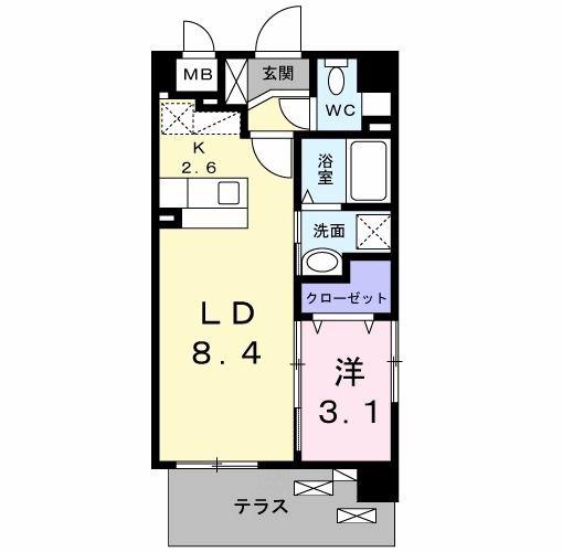 プラトー桜坂(1LDK/1階)の間取り写真