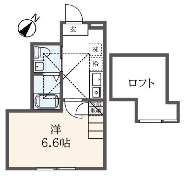 フィリシア石川町 弐番館(1K/2階)の間取り写真