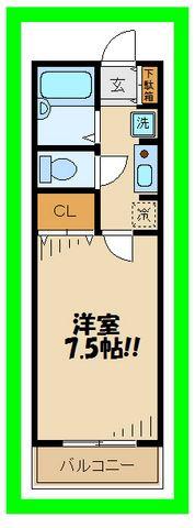 グランシャリオ1(1K/2階)の間取り写真