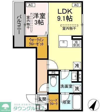 テムズフィオーレ(1LDK/2階)の間取り写真