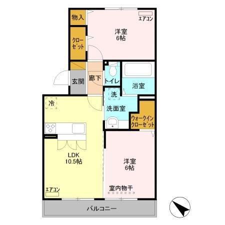 シャルマンドミール(2LDK/3階)の間取り写真