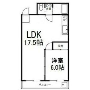 第3和光ビル(1LDK/6階)の間取り写真