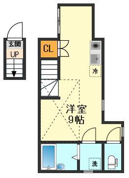 ルシエル江戸川(ワンルーム/2階)の間取り写真