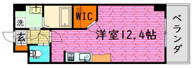 ロサード沖野上(ワンルーム/6階)の間取り写真