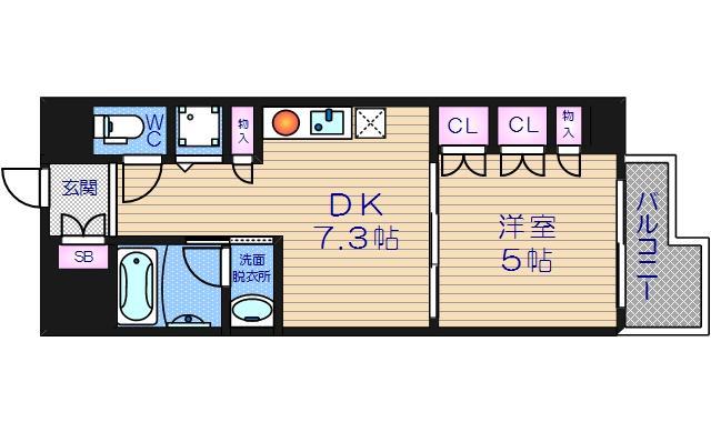 セイワパレス大手通(1DK/11階)の間取り写真