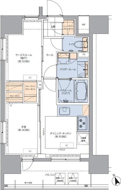 トラディティオ門前仲町(1SDK/3階)の間取り写真
