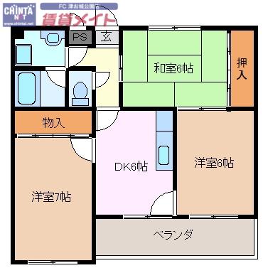 リベール(3DK/2階)の間取り写真
