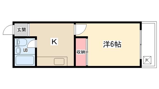 グリーンフィールド(1K/3階)の間取り写真