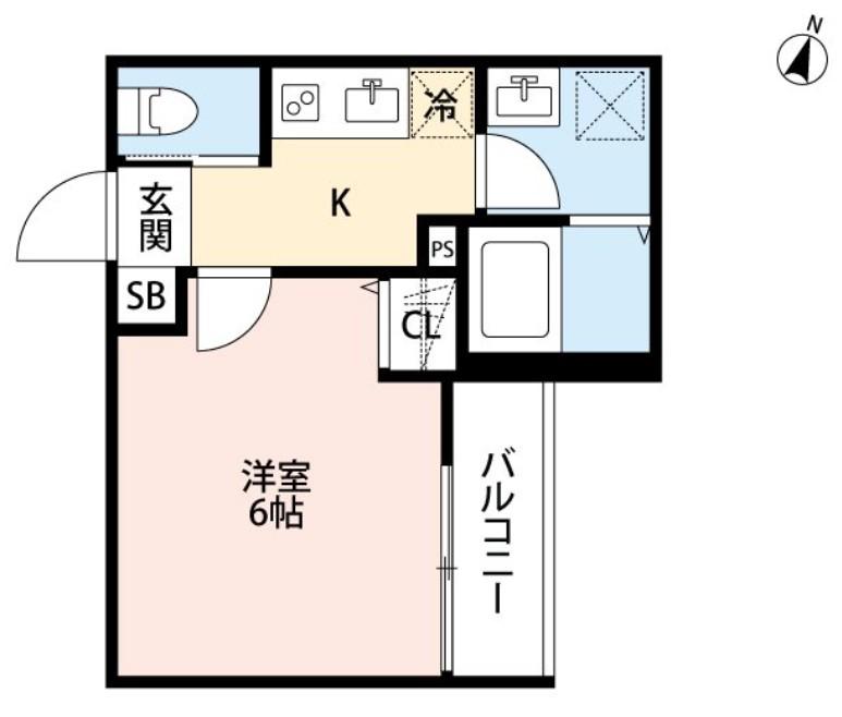 エルシーク南与野(1K/2階)の間取り写真