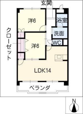徳重セントラルビル(2LDK/1階)の間取り写真