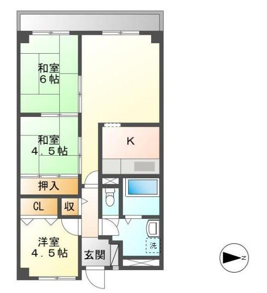 イトーピア高松 西棟(3LDK/5階)の間取り写真