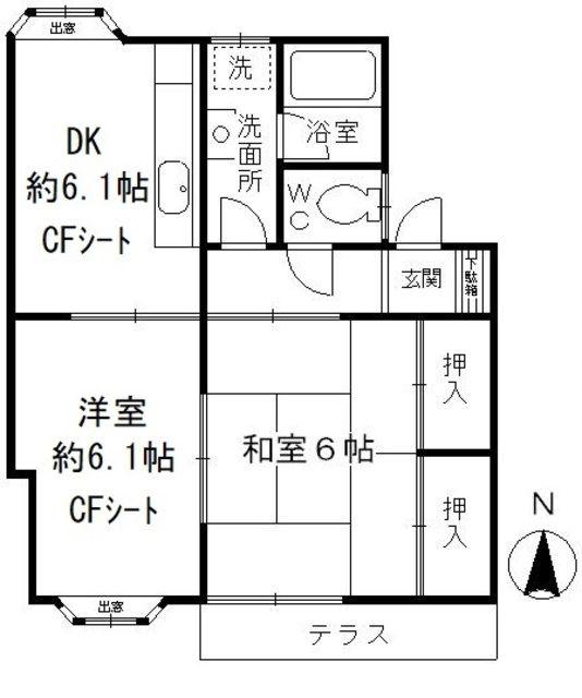 グランドメゾン 1号館(2DK/1階)の間取り写真