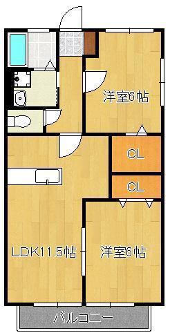 サンハイムせんり1(2LDK/2階)の間取り写真