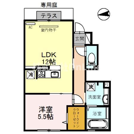 ルミエール東太子(1LDK/1階)の間取り写真