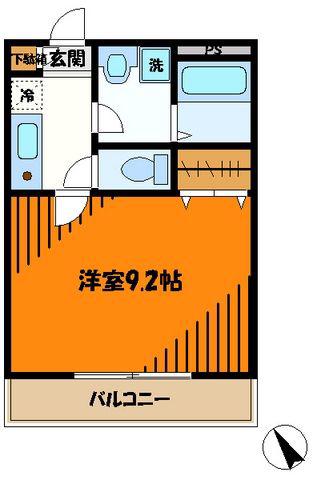 Tコンフォール(1K/2階)の間取り写真