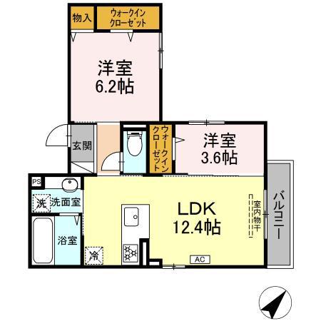 フィオーレ府中本町(2LDK/3階)の間取り写真