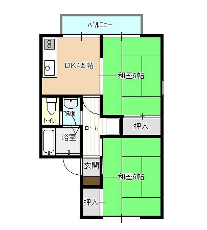 プレジールサンハイツ(2DK/2階)の間取り写真