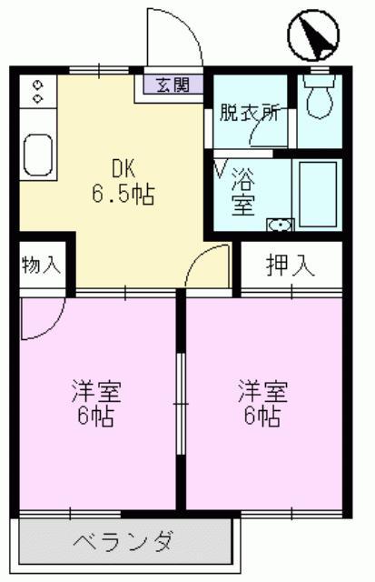 フレグランスあおき(2DK/2階)の間取り写真