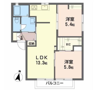 フレグランスサンライズ(2LDK/2階)の間取り写真