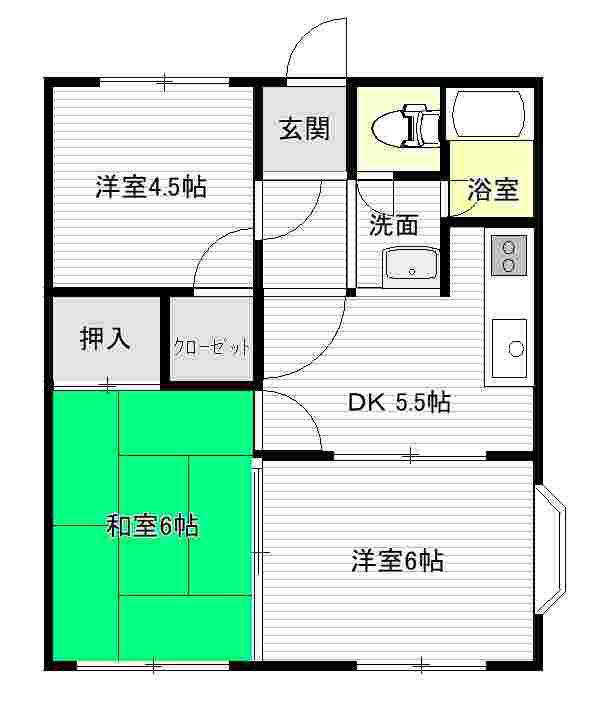サンライフケヤキA(3DK/1階)の間取り写真