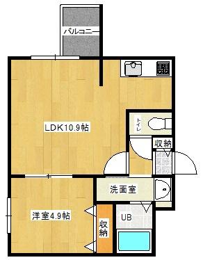 アルファテラス末広(1LDK/3階)の間取り写真