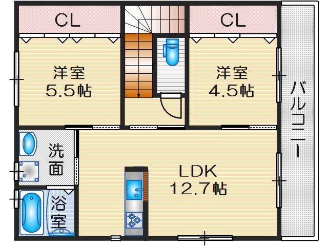 GREEN GARDEN ウエスト(2LDK/2階)の間取り写真