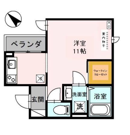 フェリオ鳴尾(ワンルーム/1階)の間取り写真