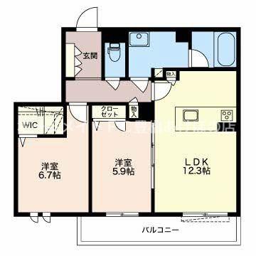 ラフ アンド タフ 向山(2LDK/2階)の間取り写真