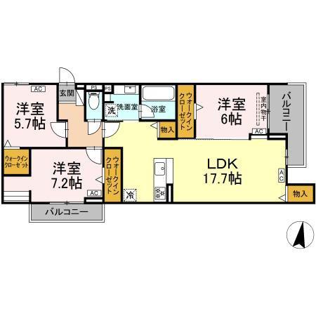 CENTURY GROVE 守山(3LDK/2階)の間取り写真