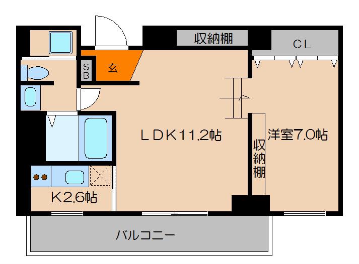 かぐら坂荘(1LDK/3階)の間取り写真