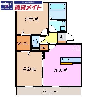 プレミール ボヌール H棟(2DK/3階)の間取り写真