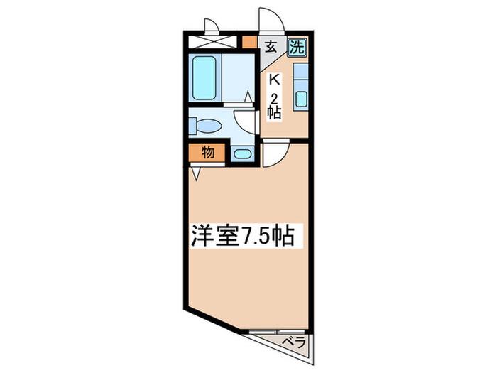 メゾネット新留(1K/1階)の間取り写真