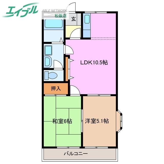 クレストール(2LDK/2階)の間取り写真